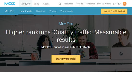 Página de registro de Moz Pro