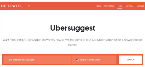 La herramienta Ubersuggest