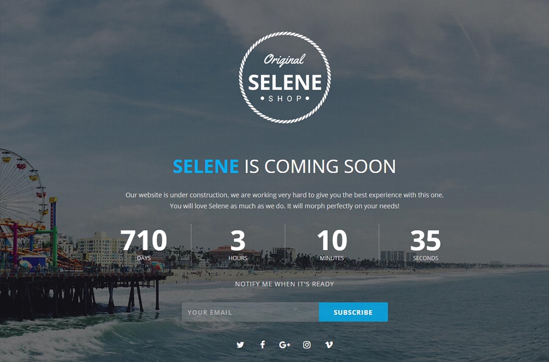 Selene - Responsive Coming Soon Template - PHP