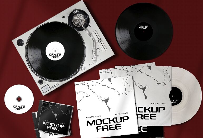 Set de álbum musical gratuito Mockup PSD