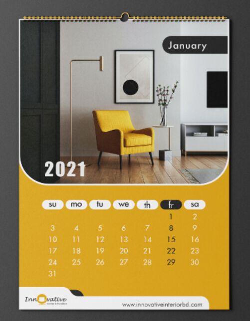 Plantilla de calendario de pared 2021