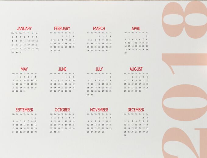 Calendario imprimible 2018