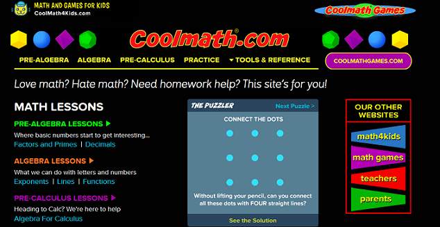 Sitio web de Cool Math