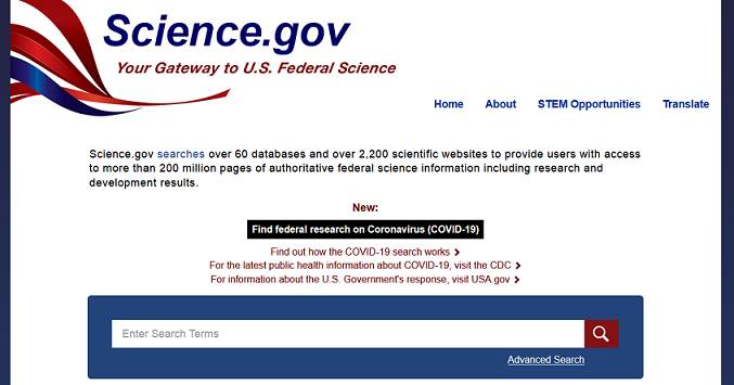 Sitio web Science.gov
