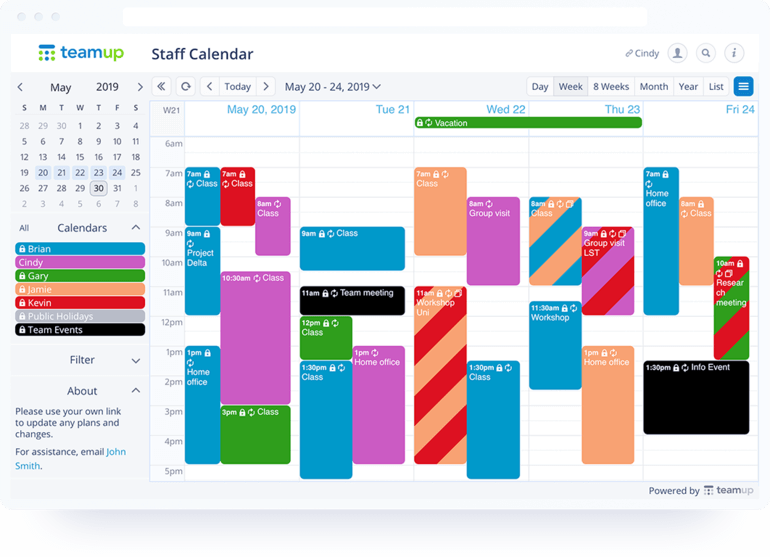 aplicación de calendario de teamup