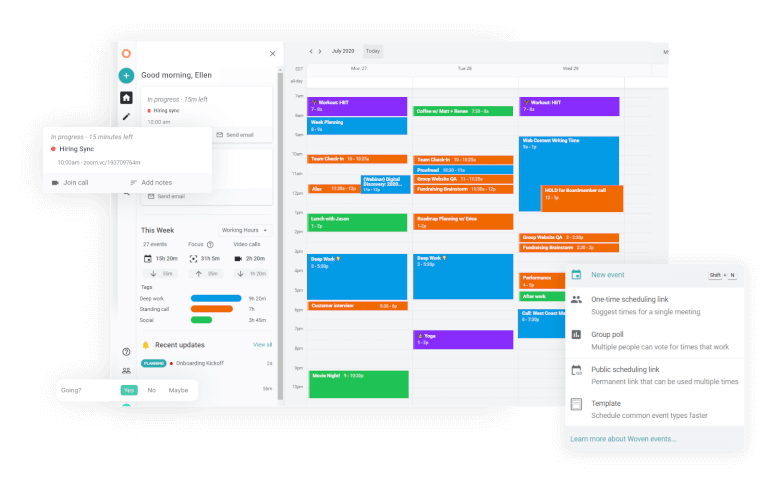 Software de calendario tejido