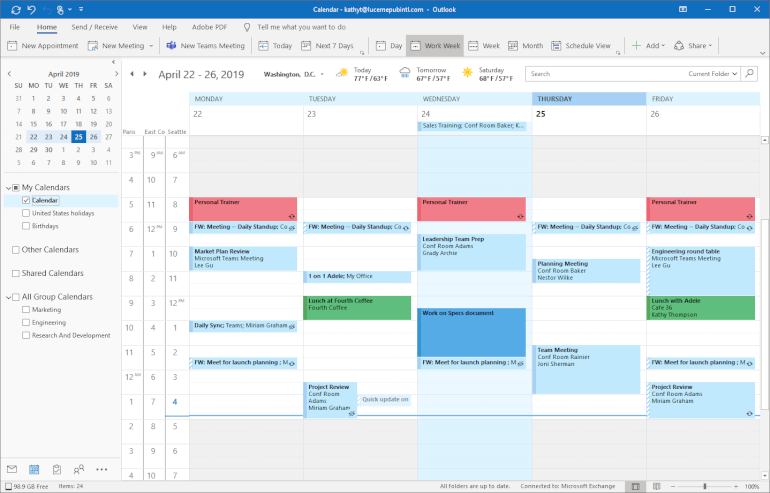 Software de calendario de Outlook