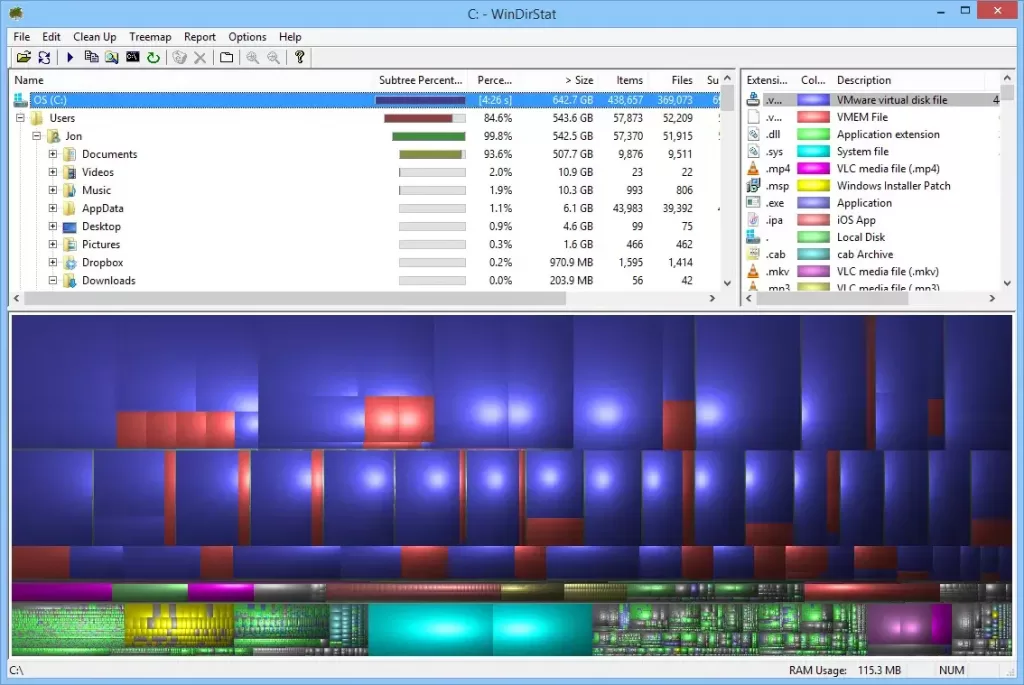 WinDirStat es el mejor explorador de archivos para Windows