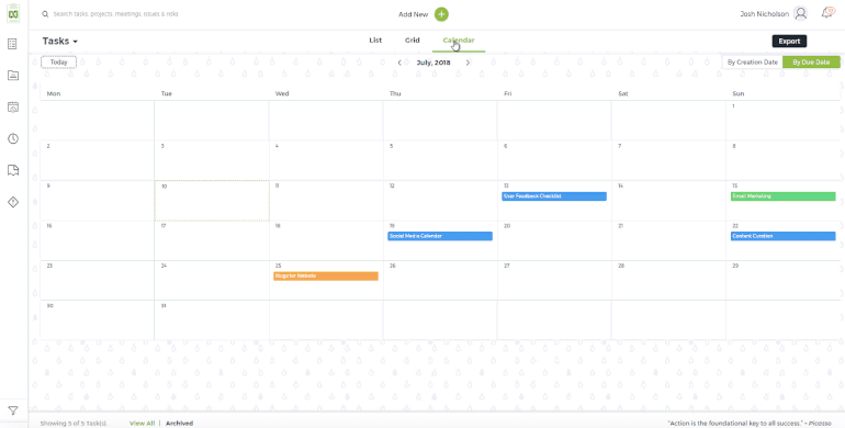 Software de calendario nTask