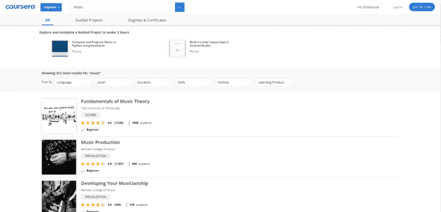 Coursera Learn Music Lessons en línea