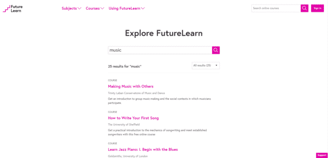 FutureLearn Aprenda lecciones de música en línea