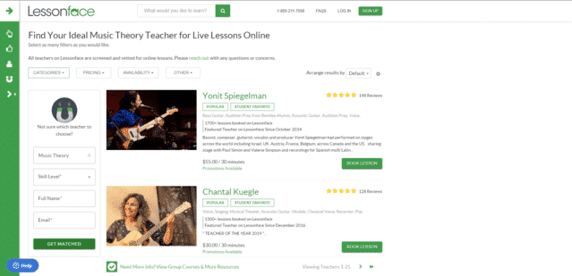 LessonFace Aprende lecciones de música en línea