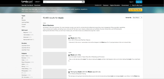 Lynda Learn Music Lessons en línea