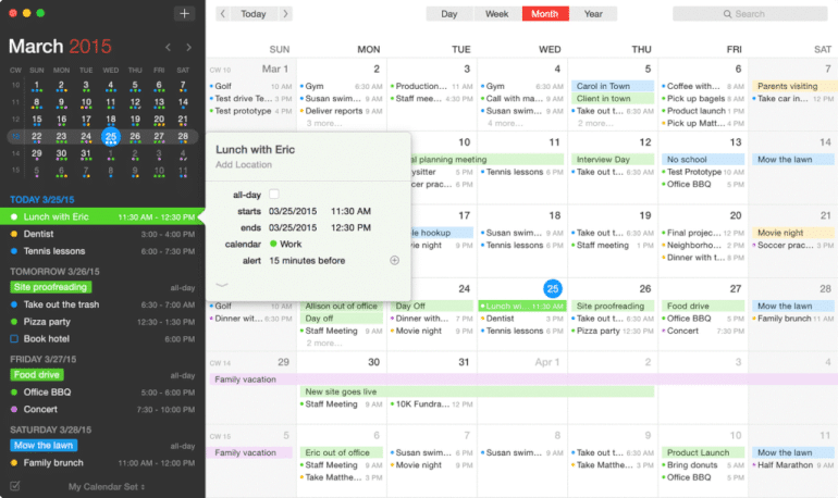 Software de calendario Fantastical 2