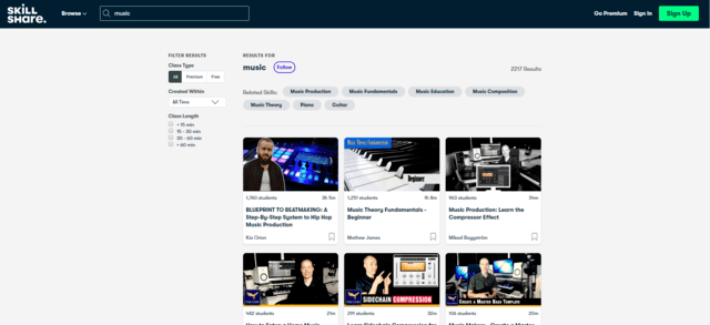 SkillShare Aprenda lecciones de música en línea