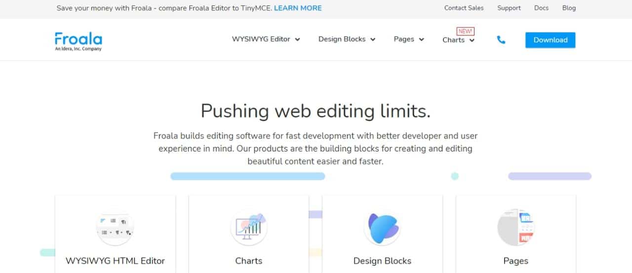 El sitio web de Froala, un editor HTML WYSIWYG.