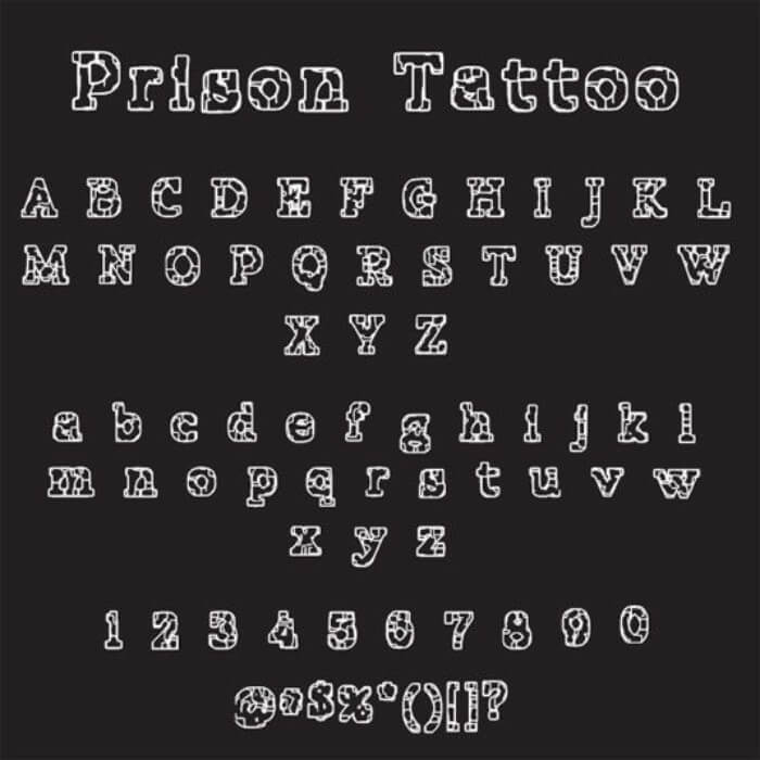 fuente del tatuaje de la prisión