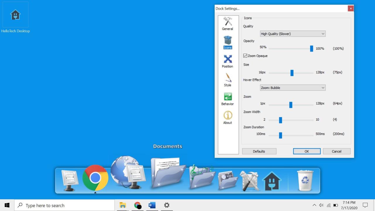 Aplicación de base RocketDock para Windows 10