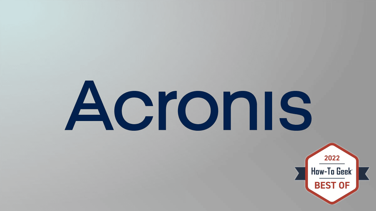 Logotipo de Acronis sobre fondo gris