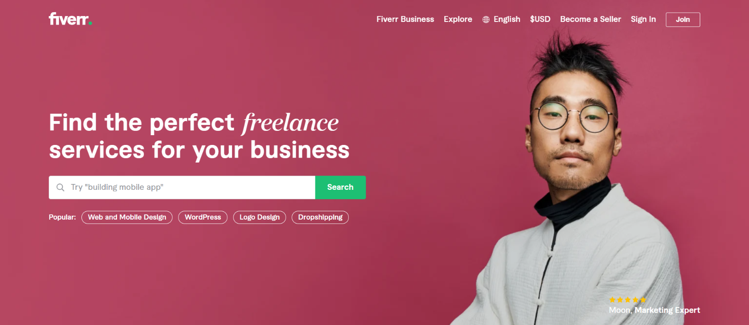 Páginas web freelance de diseño gráfico - Fiverr