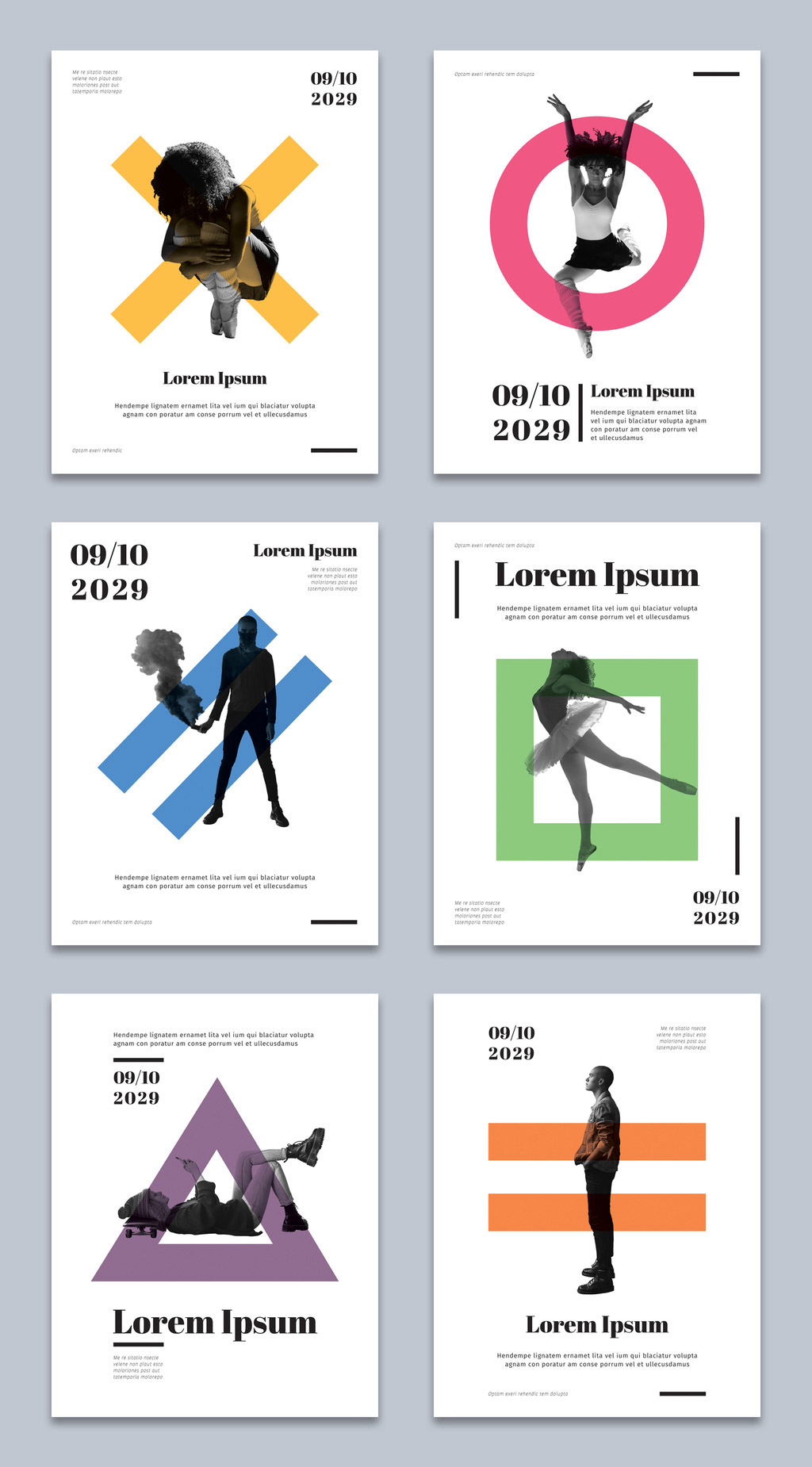 Conjunto de diseños de folletos geométricos para Adobe InDesign