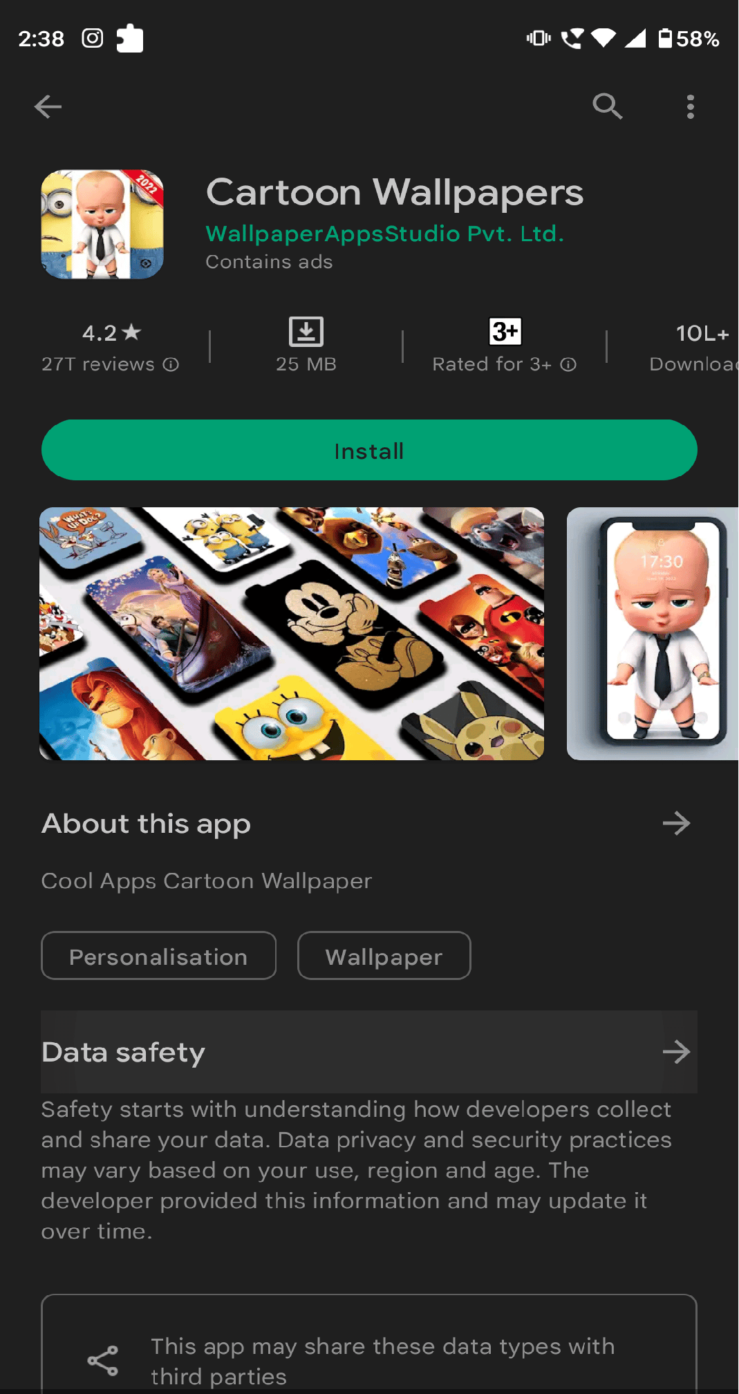 Fondos de pantalla de dibujos animados Play Store