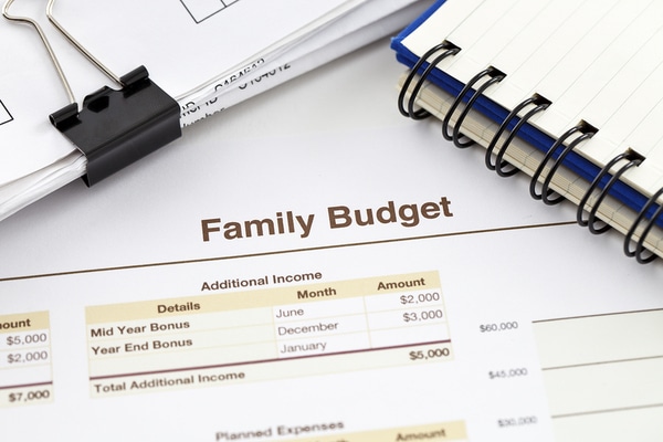 Documento de presupuesto familiar.