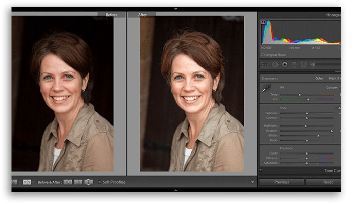Software de edición de retratos Adobe Lightroom