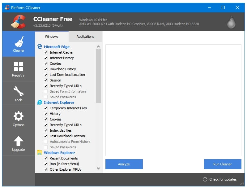 El mejor limpiador de disco gratuito para Windows - CCleaner