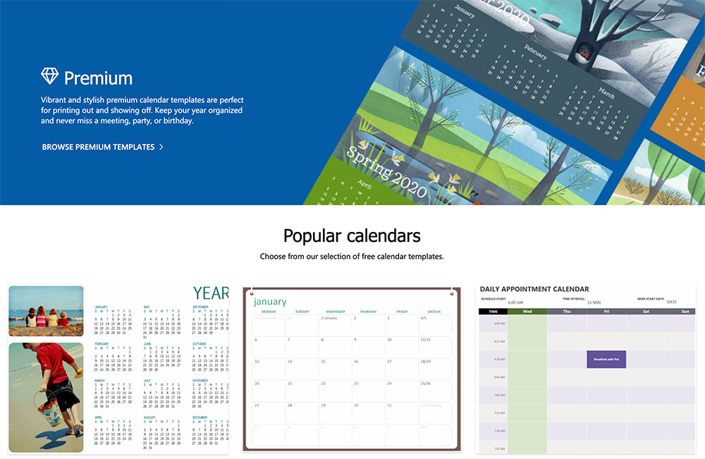 Plantillas de calendario de MS Office