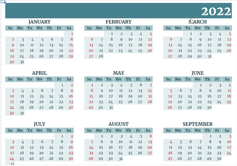 calendario del año completo