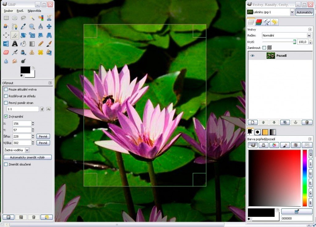 La imagen muestra una captura de pantalla de GIMP
