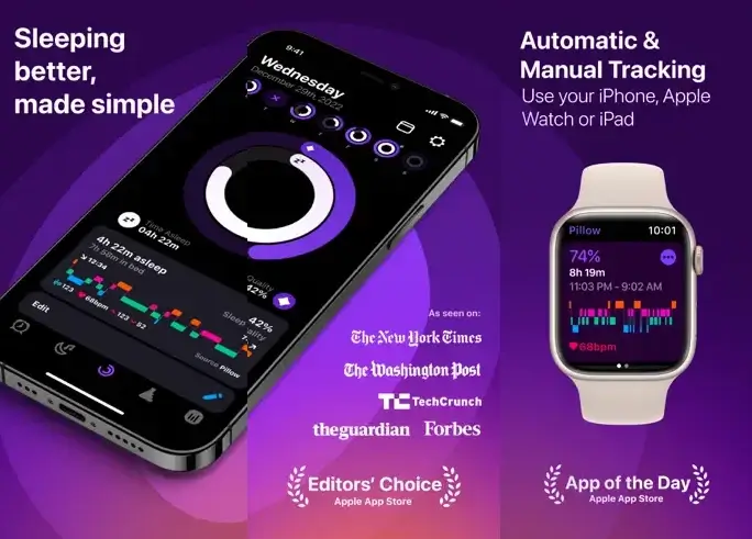 Aplicación de seguimiento del sueño con almohada