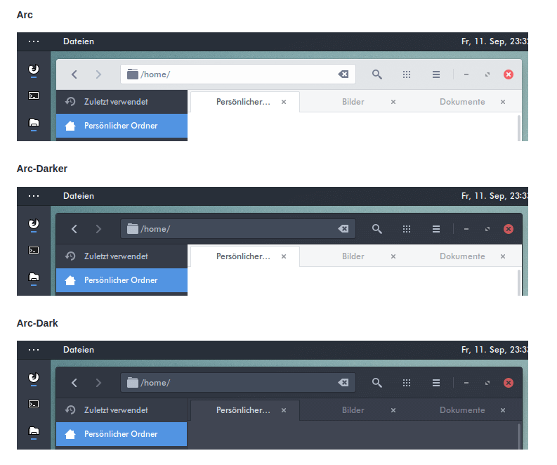 Arc GTK - Un tema de iconos Material
