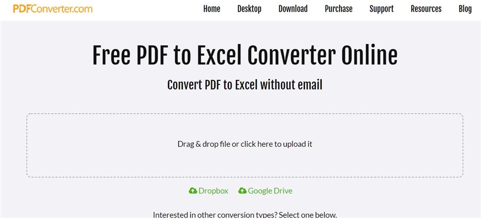 PDFConverter.com Conversor PDF a Excel