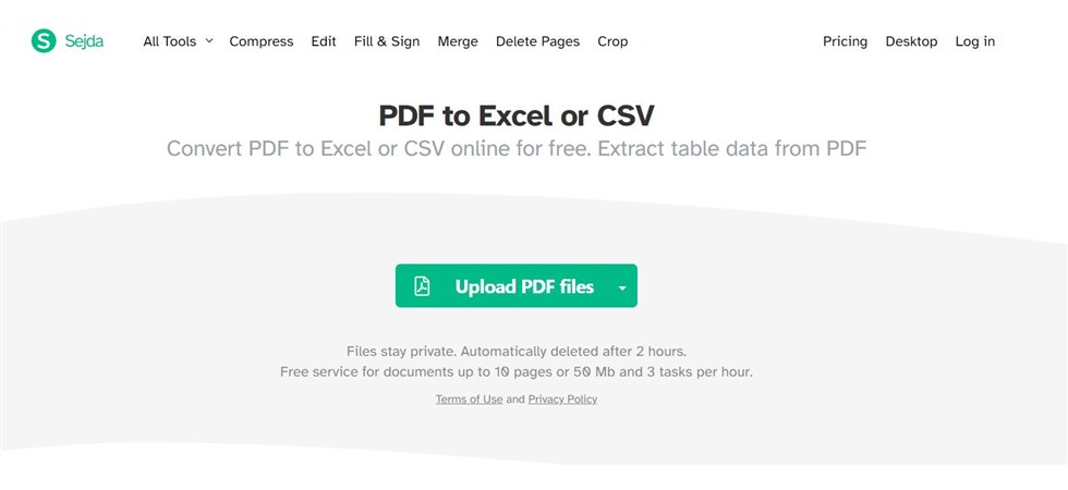 Convertidor PDF a Excel en línea SejdaPDF