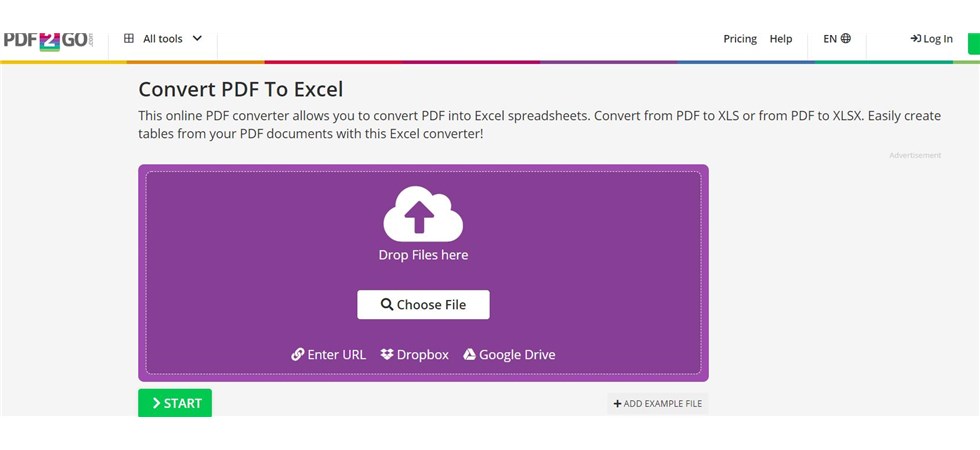 Conversor PDF a Excel en línea PDF2Go